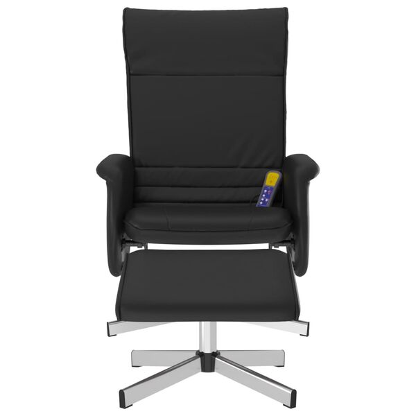 vidaXL Fauteuil inclinable de massage avec repose-pied noir similicuir