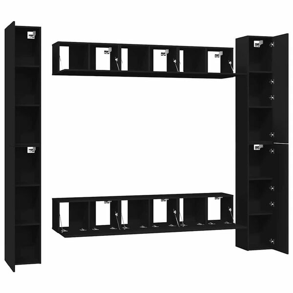 vidaXL Ensemble de meubles TV 6 pcs Noir Bois d'ing&eacute;nierie