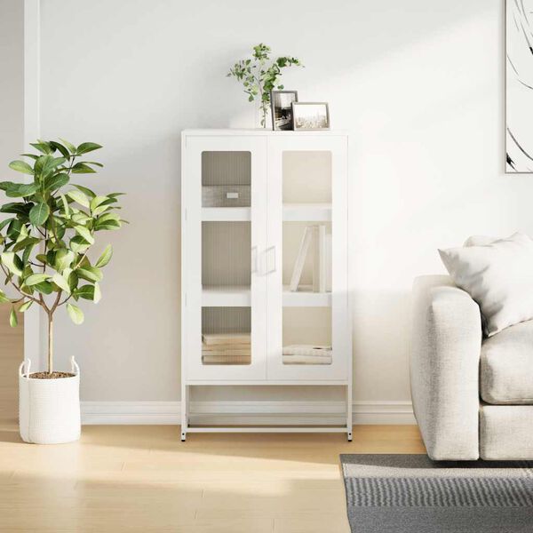 vidaXL Buffet haut blanc 68x39x123 cm acier