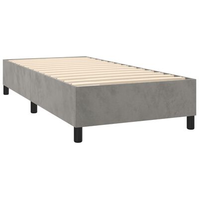 vidaXL Sommier à lattes de lit et matelas Gris clair 90x200 cm Velours