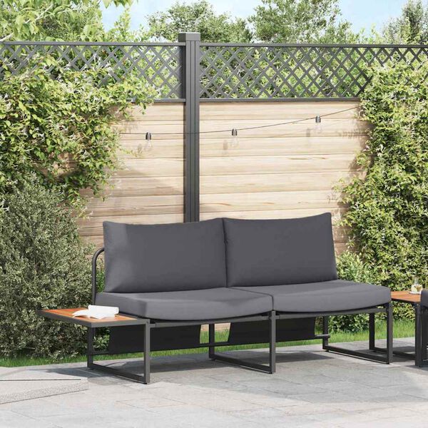 vidaXL Canapé de jardin avec coussin Marron 200.5 x 70 x 85.5 cm Métal