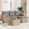 vidaXL Salon de jardin avec coussins 5 pcs beige r&eacute;sine tress&eacute;e