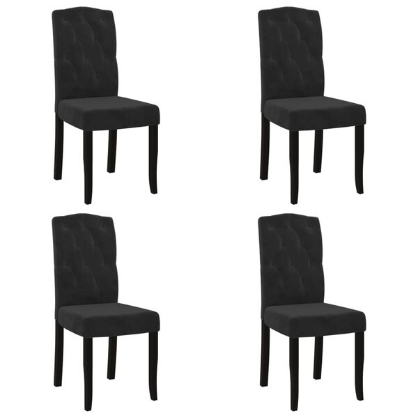 vidaXL Chaises &agrave; manger lot de 4 Noir Velours