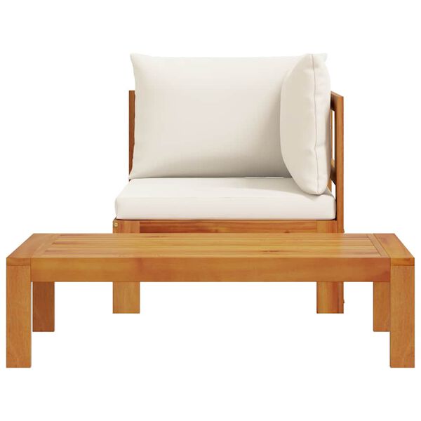 vidaXL Salon de jardin avec coussins 2 pcs bois massif acacia