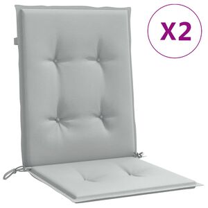 vidaXL Coussins de chaise &agrave; dossier bas lot de 2 gris clair m&eacute;lang&eacute;