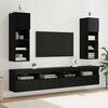vidaXL Meuble TV mural Ch&ecirc;ne noir 30,5 x 30 x 90 cm Bois d'ing&eacute;nierie