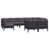 vidaXL Salon de jardin 9 pcs avec coussins Noir Bois de pin massif