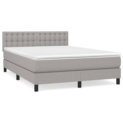 vidaXL Sommier à lattes de lit avec matelas Gris clair 140x200cm Tissu