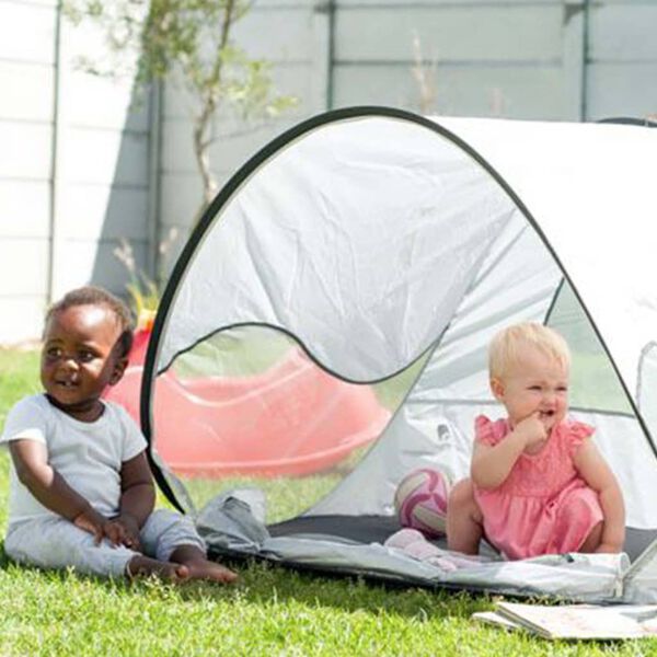 DERYAN Tente de plage escamotable avec moustiquaire 120x90x80 cm Cr&egrave;me
