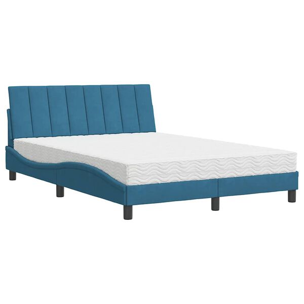 vidaXL Lit avec matelas Hanko bleu 120x200 cm velours