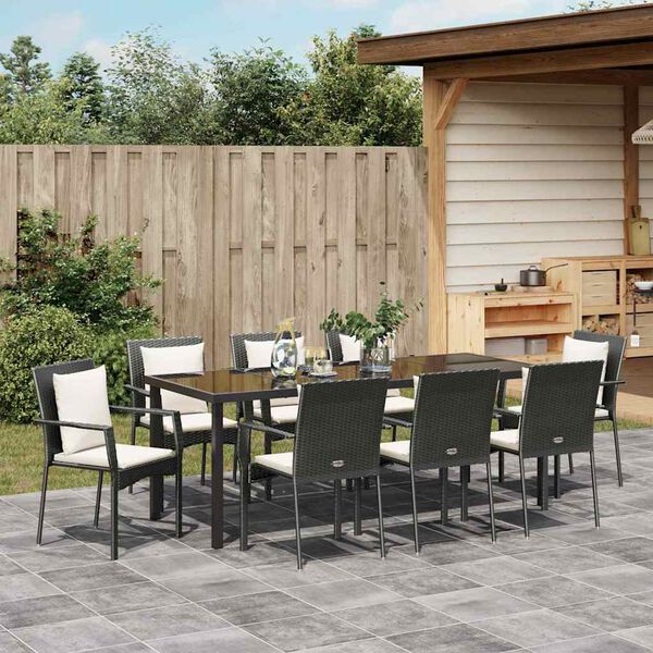 vidaXL Ensemble de salle à manger pour jardin 9 pcs Noir polyrotin