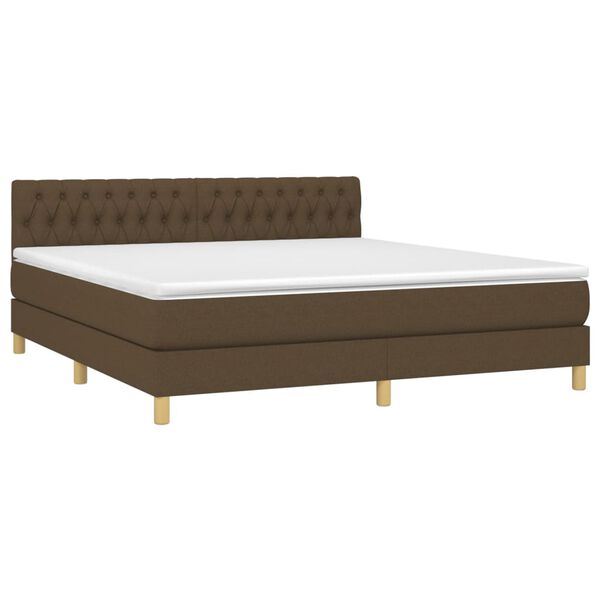 vidaXL Sommier &agrave; lattes de lit matelas et LED Marron fonc&eacute; 180x200cm