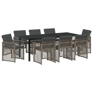 vidaXL Ensemble de salle &agrave; manger pour jardin 9 pcs Gris polyrotin