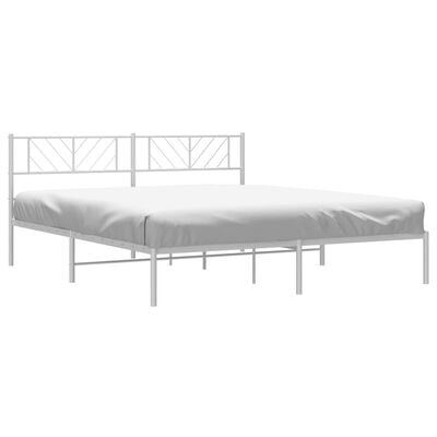 vidaXL Cadre de lit métal sans matelas et tête de lit blanc 200x200 cm