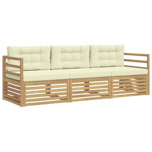 vidaXL Ensemble de canap&eacute;s d'ext&eacute;rieur 3 pc Blanc et cr&egrave;me Polyester