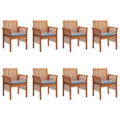 vidaXL Chaises à manger de jardin et coussins lot de 8 Bois acacia