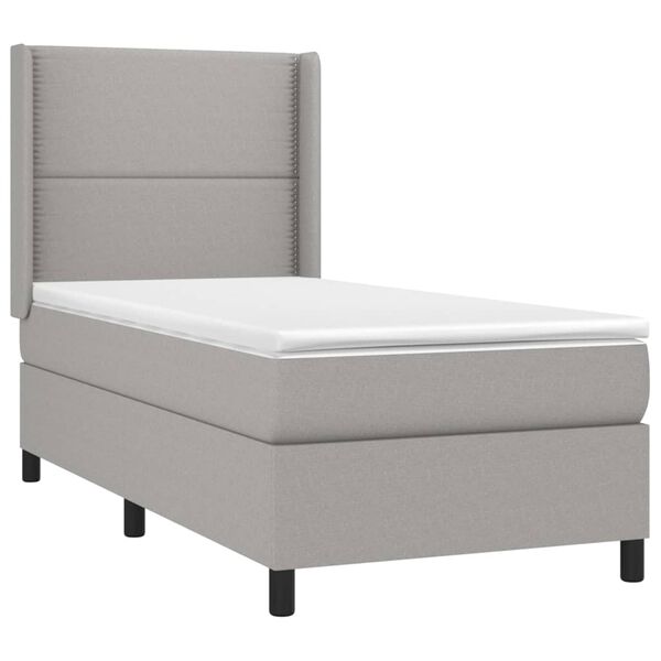 vidaXL Sommier &agrave; lattes de lit matelas LED Gris clair 90x200cm Tissu
