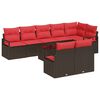 vidaXL Ensemble de canap&eacute; de jardin 9 pcs Marron et rouge polyrotin