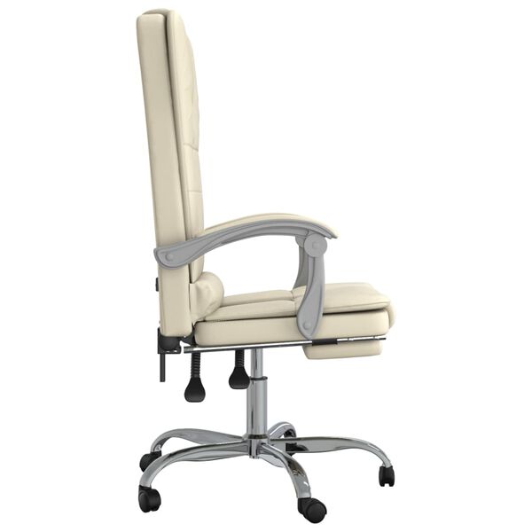 vidaXL Fauteuil de massage inclinable de bureau Crème Similicuir