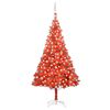 vidaXL Arbre de No&euml;l artificiel pr&eacute;-&eacute;clair&eacute; et boules rouge 210 cm PVC