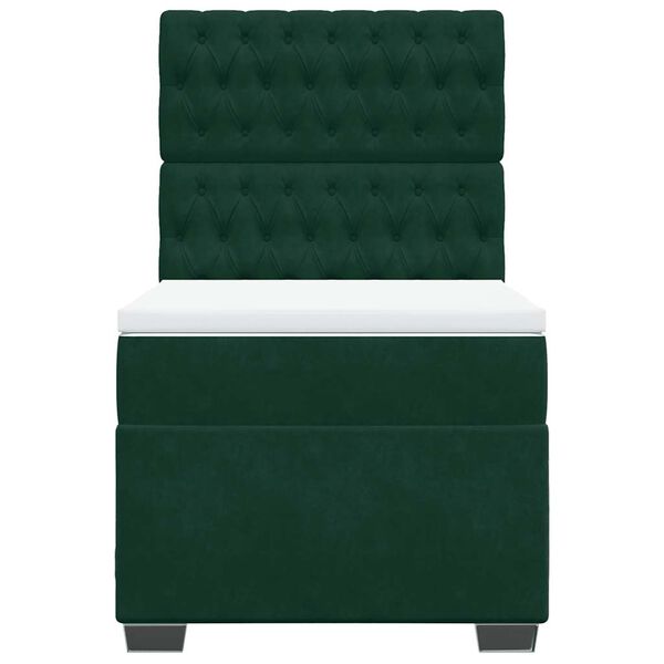vidaXL Sommier &agrave; lattes de lit avec matelas Vert fonc&eacute; 90x200 cm