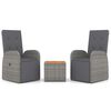 vidaXL Ensemble de salon de jardin 3 pcs gris poly rotin et acacia