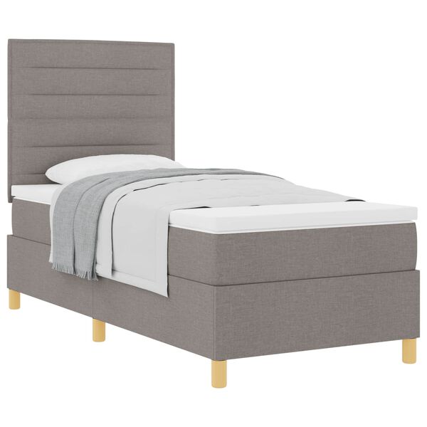 vidaXL Lit &agrave; ressorts avec matelas Taupe 80 x 200 cm tissu