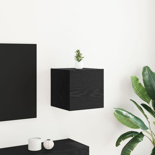 vidaXL Meuble TV mural Ch&ecirc;ne noir 30,5 x 30 x 30 cm Bois d'ing&eacute;nierie