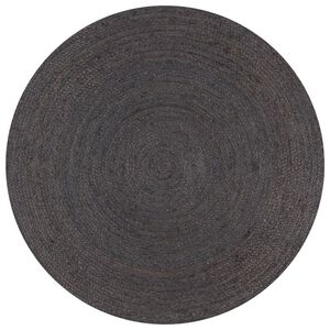 vidaXL Tapis fait &agrave; la main Jute Rond 120 cm Gris fonc&eacute;