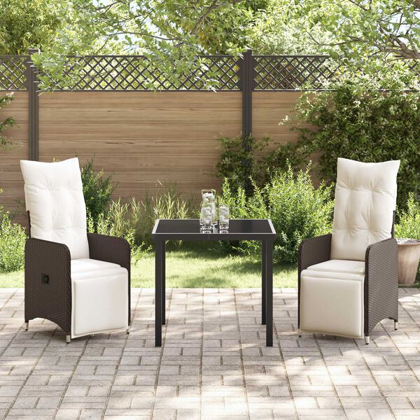 vidaXL Ensemble de salle &agrave; manger pour jardin 3 pcs Marron polyrotin
