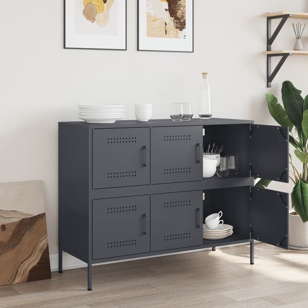 vidaXL Buffet anthracite 100,5x39x79 cm acier
