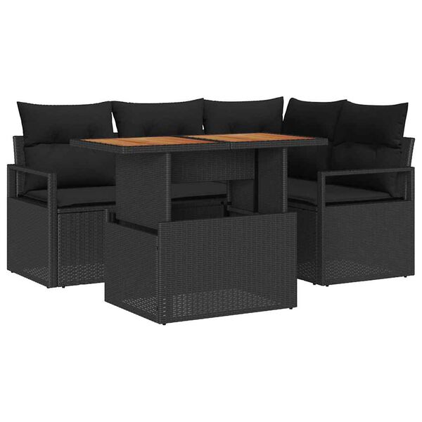 vidaXL Ensemble de salle &agrave; manger pour jardin 5 pcs Noir et Marron
