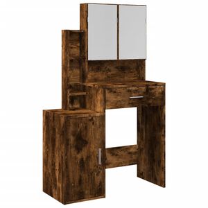 vidaXL Coiffeuse avec armoire chêne fumé 80x35x132 cm