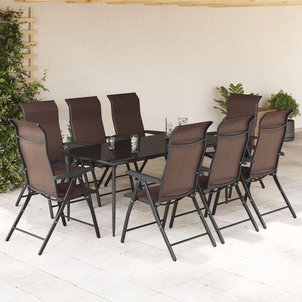vidaXL Chaises pliables de jardin lot de 8 marron r&eacute;sine tress&eacute;e