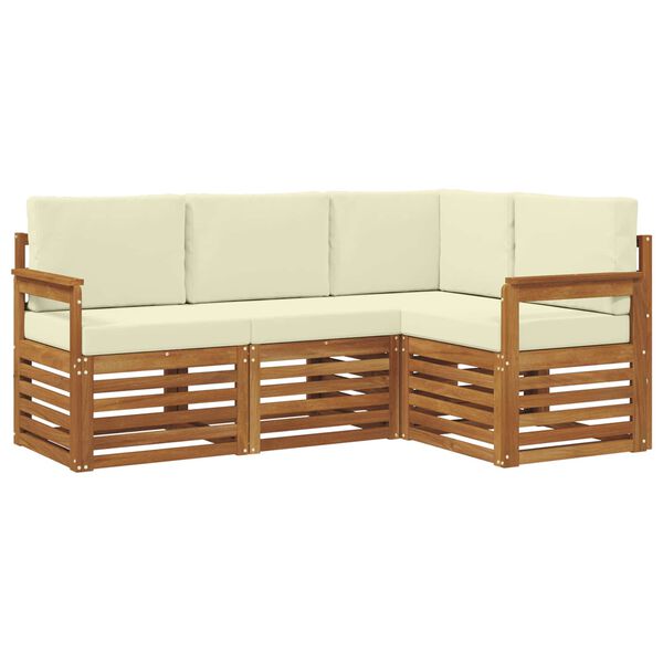 vidaXL Ensembles de canap&eacute;s avec coussin 4 pcs Naturel et Cr&egrave;me