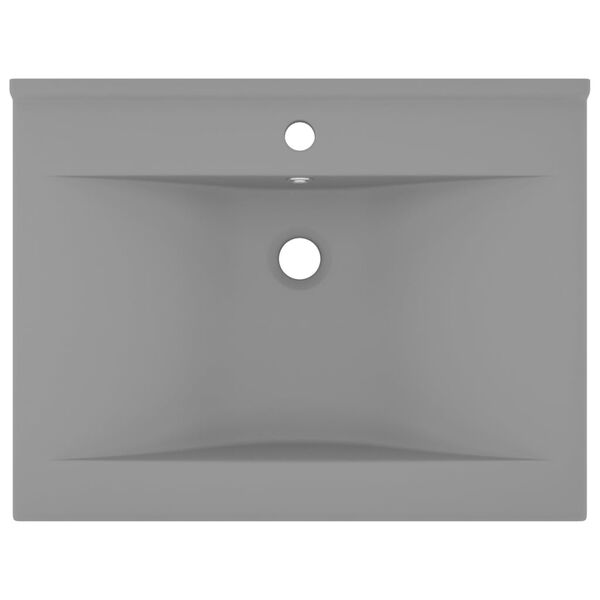 vidaXL Lavabo avec trou de robinet Gris clair mat 60x46 cm C&eacute;ramique