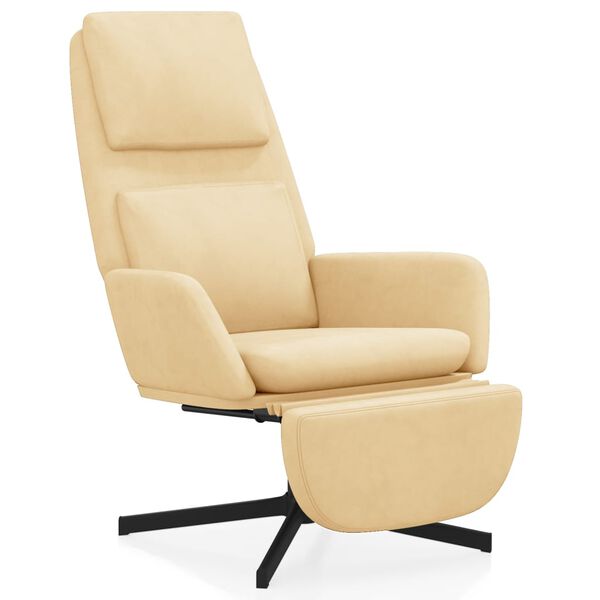 vidaXL Chaise de relaxation avec repose-pied Blanc cr&egrave;me Velours
