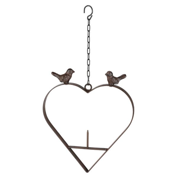 HI Mangeoire &agrave; oiseaux en forme de c&oelig;ur 23,5 cm Marron
