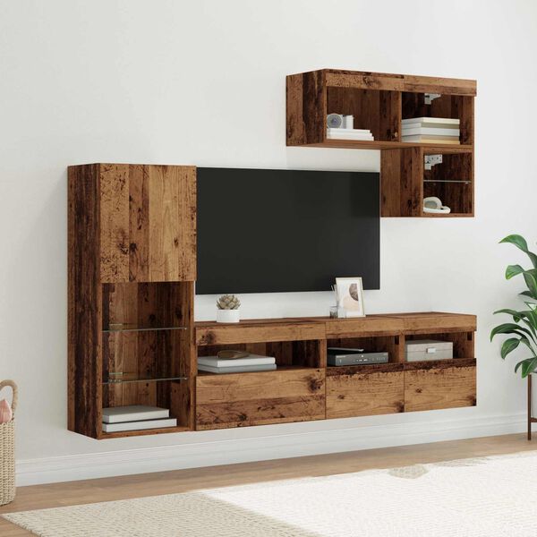vidaXL Meubles TV muraux 6 pcs Bois ancien Bois d'ing&eacute;nierie