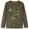 T-shirt enfant &agrave; manches longues kaki fonc&eacute; 104