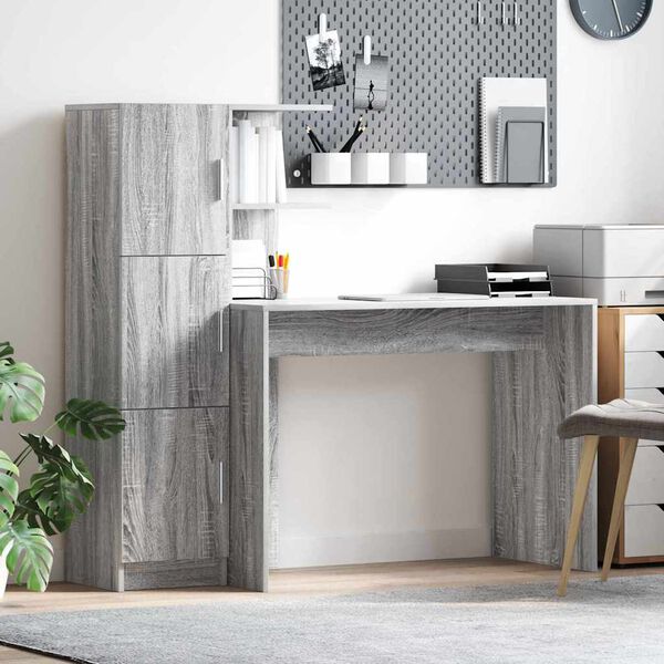 vidaXL Bureau 2 pcs Gris Sonoma