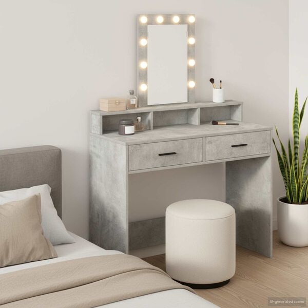 vidaXL Table de Toilette Gris 100 x 41 x 140 cm Bois d'ingénierie