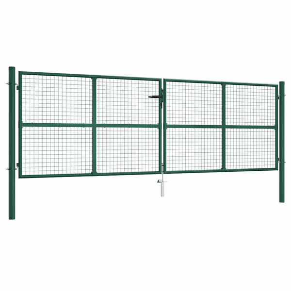 vidaXL Portail de jardin en acier grillag&eacute; 400 x 125 cm vert