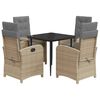 vidaXL Ensemble &agrave; manger de jardin coussins 5 pcs m&eacute;lange beige rotin