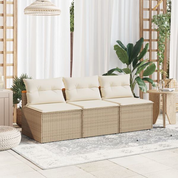 vidaXL Canap&eacute;s de jardin sans accoudoirs avec coussins 2 pcs beige