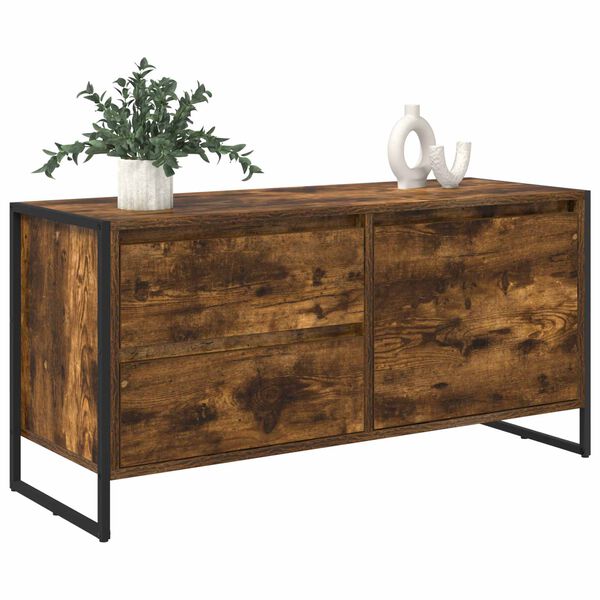 vidaXL Meuble TV Ch&ecirc;ne Fum&eacute; 100 x 36 x 49.5 cm Bois d'ing&eacute;nierie