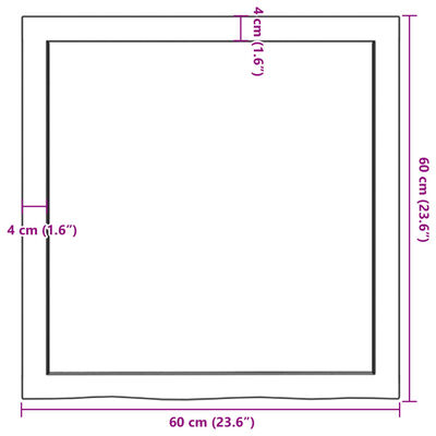 vidaXL Dessus de table 60x60x(2-4) cm bois de chêne massif non traité