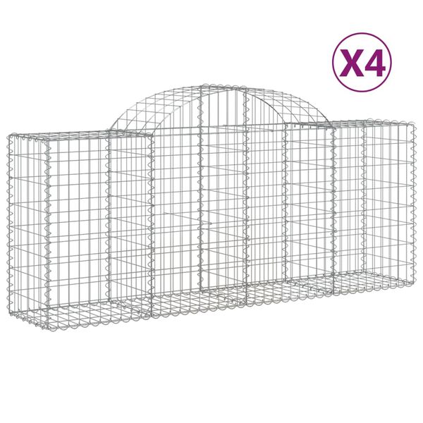 vidaXL Paniers &agrave; gabions arqu&eacute;s 4 pcs 200x50x80/100 cm Fer galvanis&eacute;