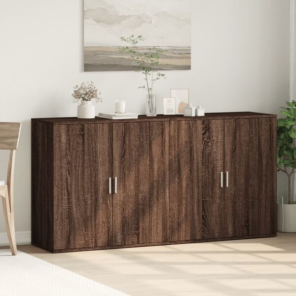 vidaXL Buffets 2 pcs ch&ecirc;ne marron 79x38x80 cm bois d'ing&eacute;nierie