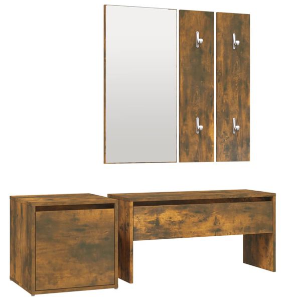 vidaXL Ensemble de meubles de couloir Ch&ecirc;ne fum&eacute; Bois d'ing&eacute;nierie